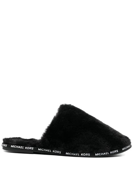 michael kors logo faux fur slide
